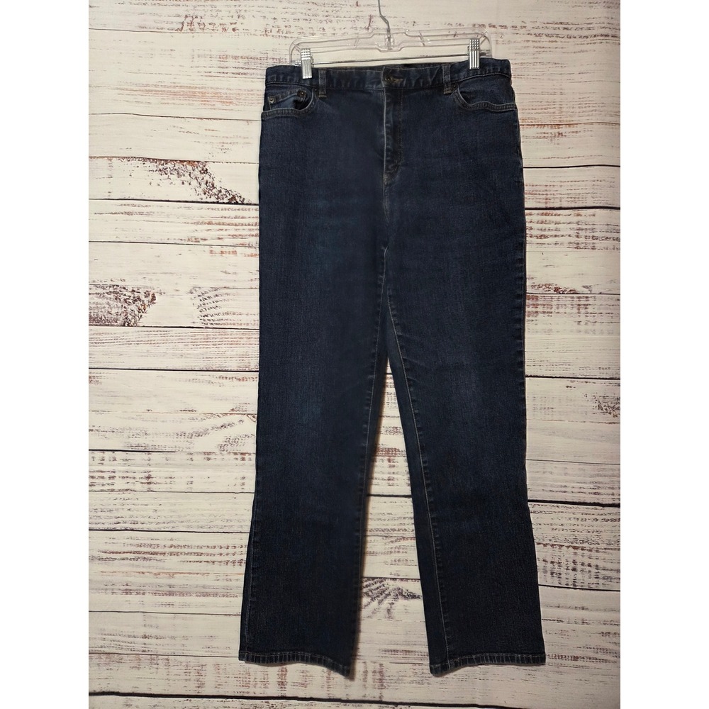Lauren Jeans Co Ralph Lauren Premium Straight Leg Dark Wash Denim Jeans Size 14